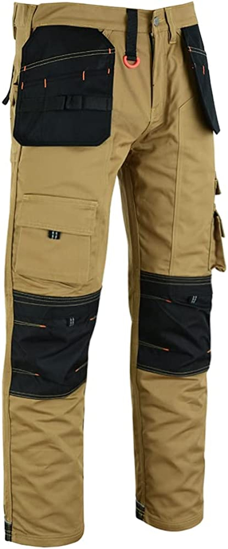 Men Holster Work Trousers Black - Heavy Duty Safety Combat Cargo Pants - Multi Pockets - Knee Pad Pockets - Triple Stitched - Durable Workwear