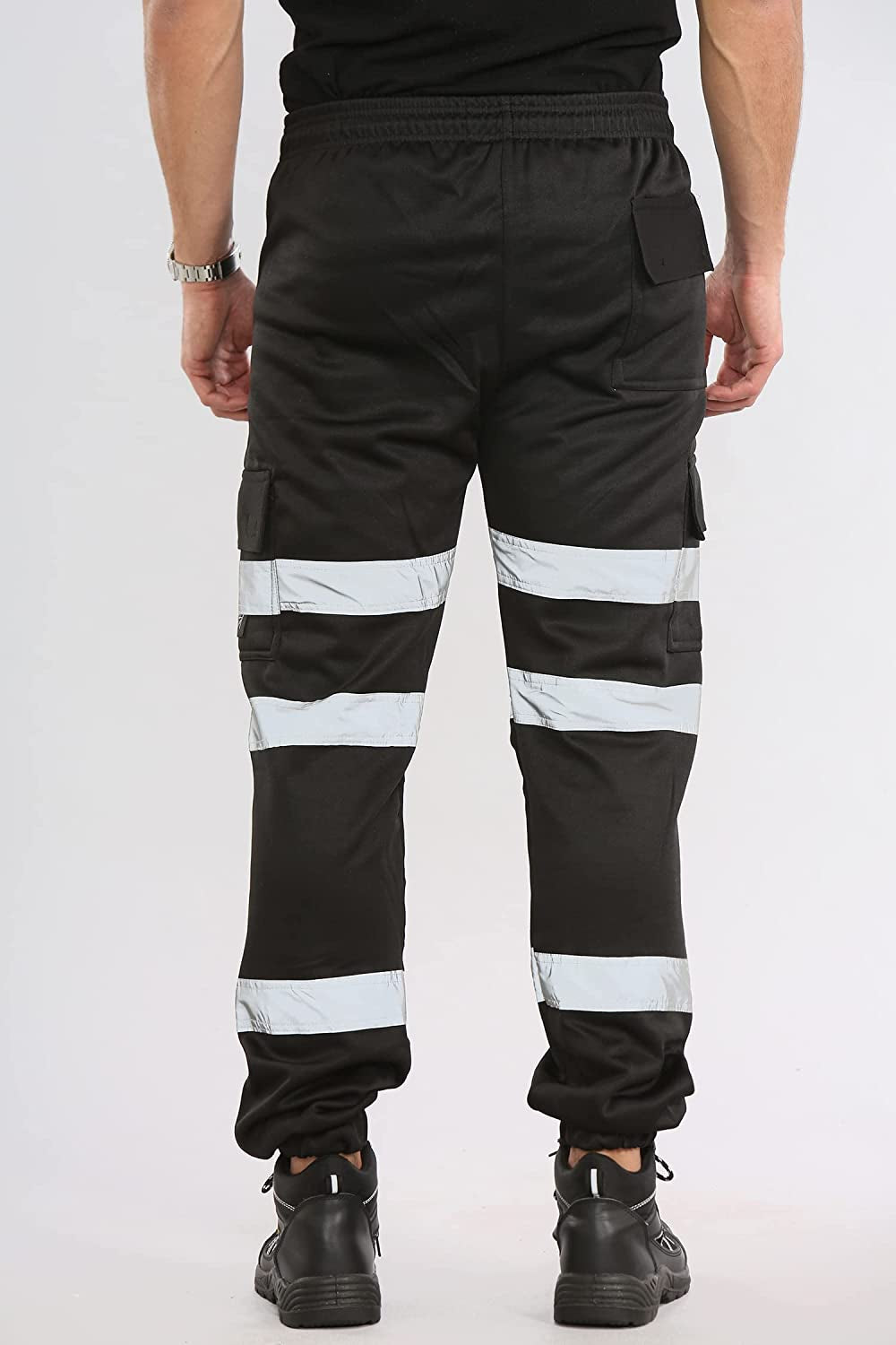 Mens Hi Vis Viz Two Tone Jogging Bottoms Combat Trousers Workwear Joggers