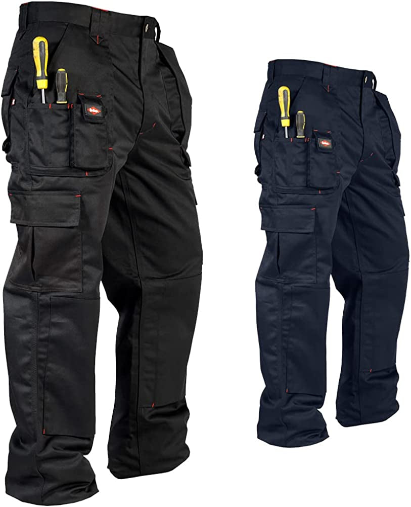 Workwear Mens Multi Pocket Easy Care Heavy Duty Knee Pad Pockets Safety Work Cargo Trousers Pants