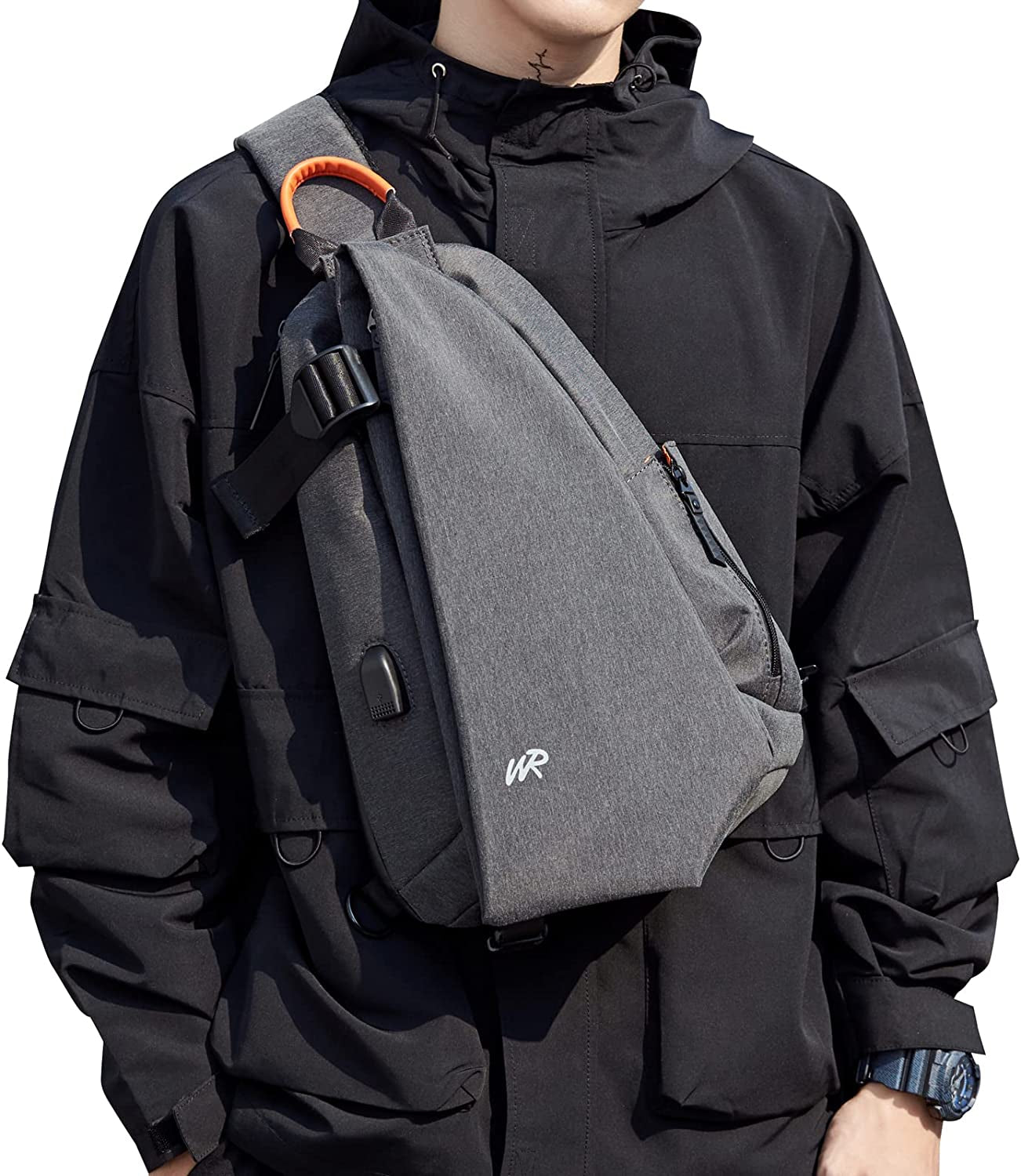 Sling Bags Crossbody Backpack for Men Women,Waterproof Sling Backpack One Strap Shoulder Chest Bag Multipurpose Daypacks with USB Charger Port for Hiking Walking Biking Travel Cycling