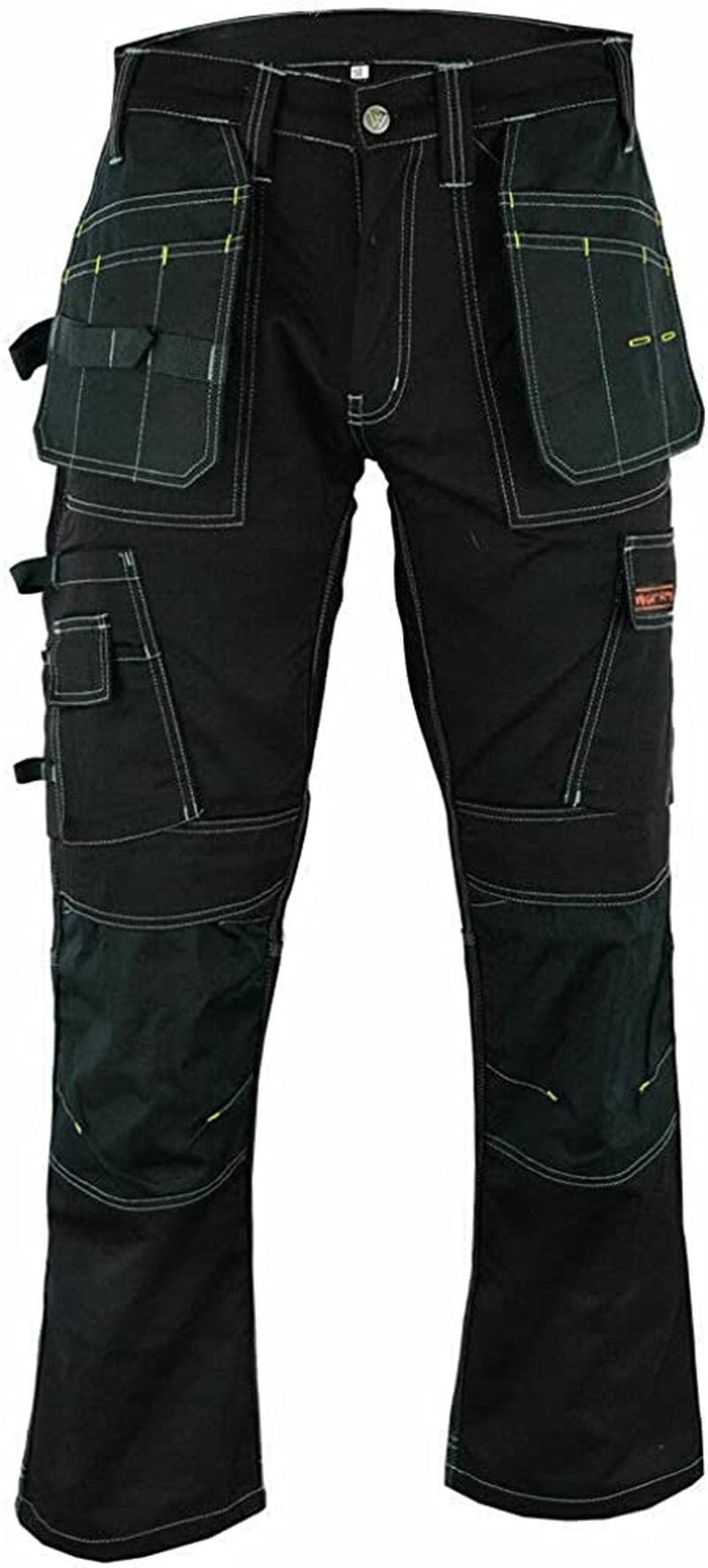 Men Pro Builder Work Trousers Black & Grey - Heavy Duty Safety Combat Cargo Pants - Multi Pockets - Knee Pad Pockets - Triple Stitched - Durable Workwear (30W to 42W)