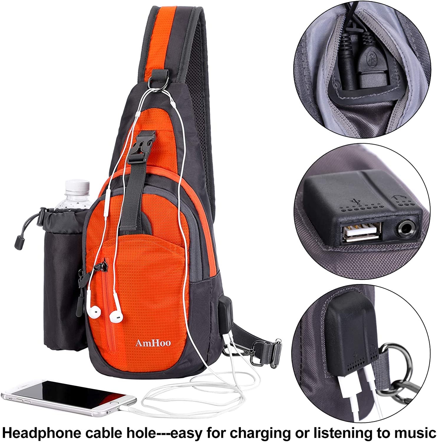 Sling Backpack Chest Shoudler Crossbody Bag Waterproof Hiking Daypack