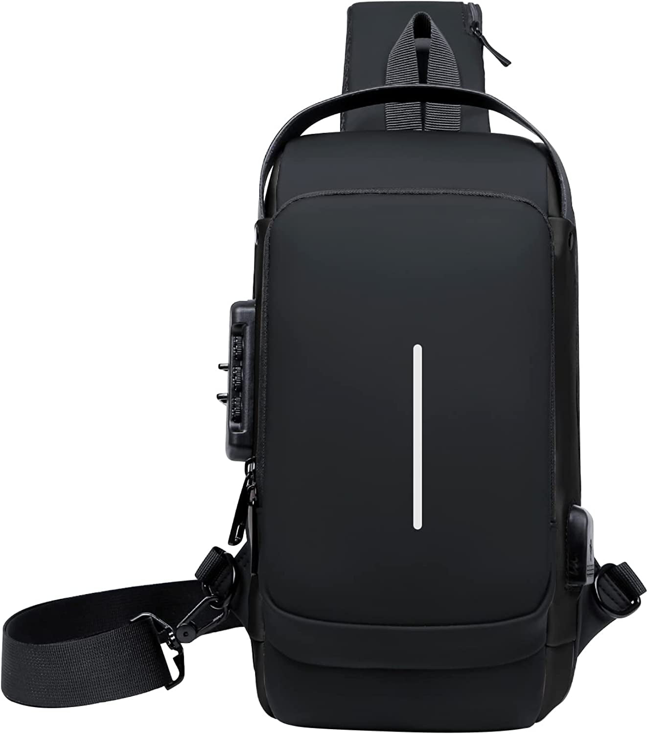 Aucuu Shoulder Bags Chest Bags, Usb Rechargeable Password Bag Sling Bags, Crossbody Daypacks Small Backpacks, Anti-Theft Waterproof Lightweight One Strap Rucksack Messenger Bags for Hiking