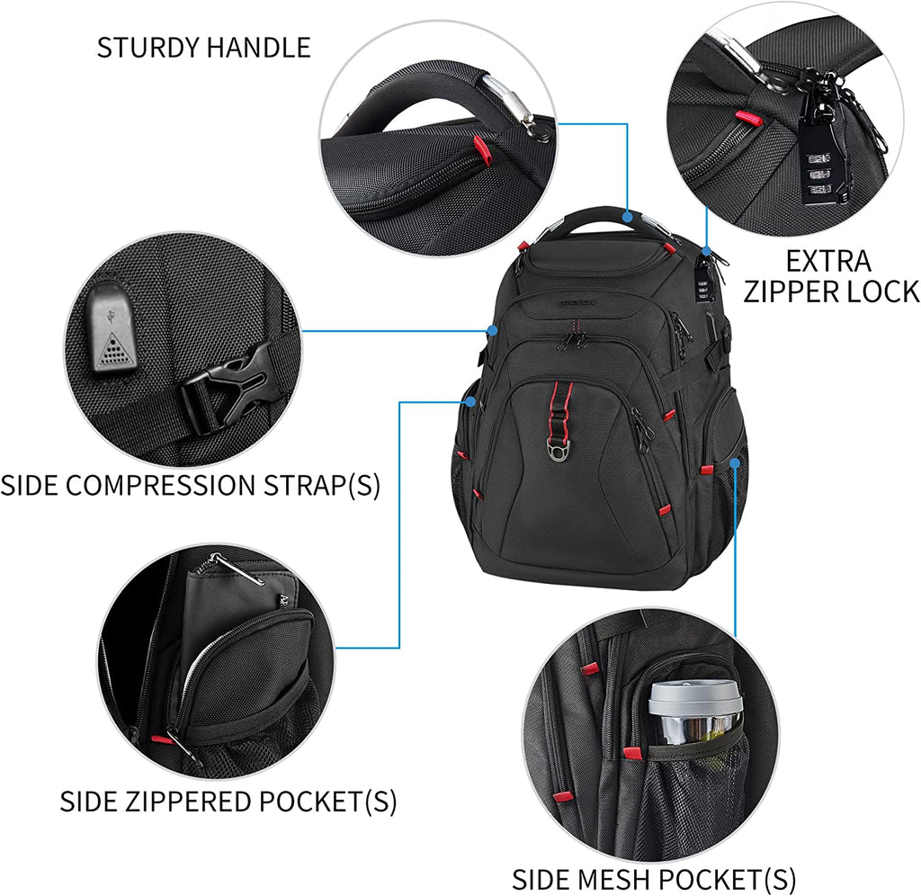 Travel Laptop Backpack 17.3 Inch XL Computer Backpack with Hard Shell Saferoom RFID Pockets Water-Repellent Business College Daypack Stylish School Laptop Bag