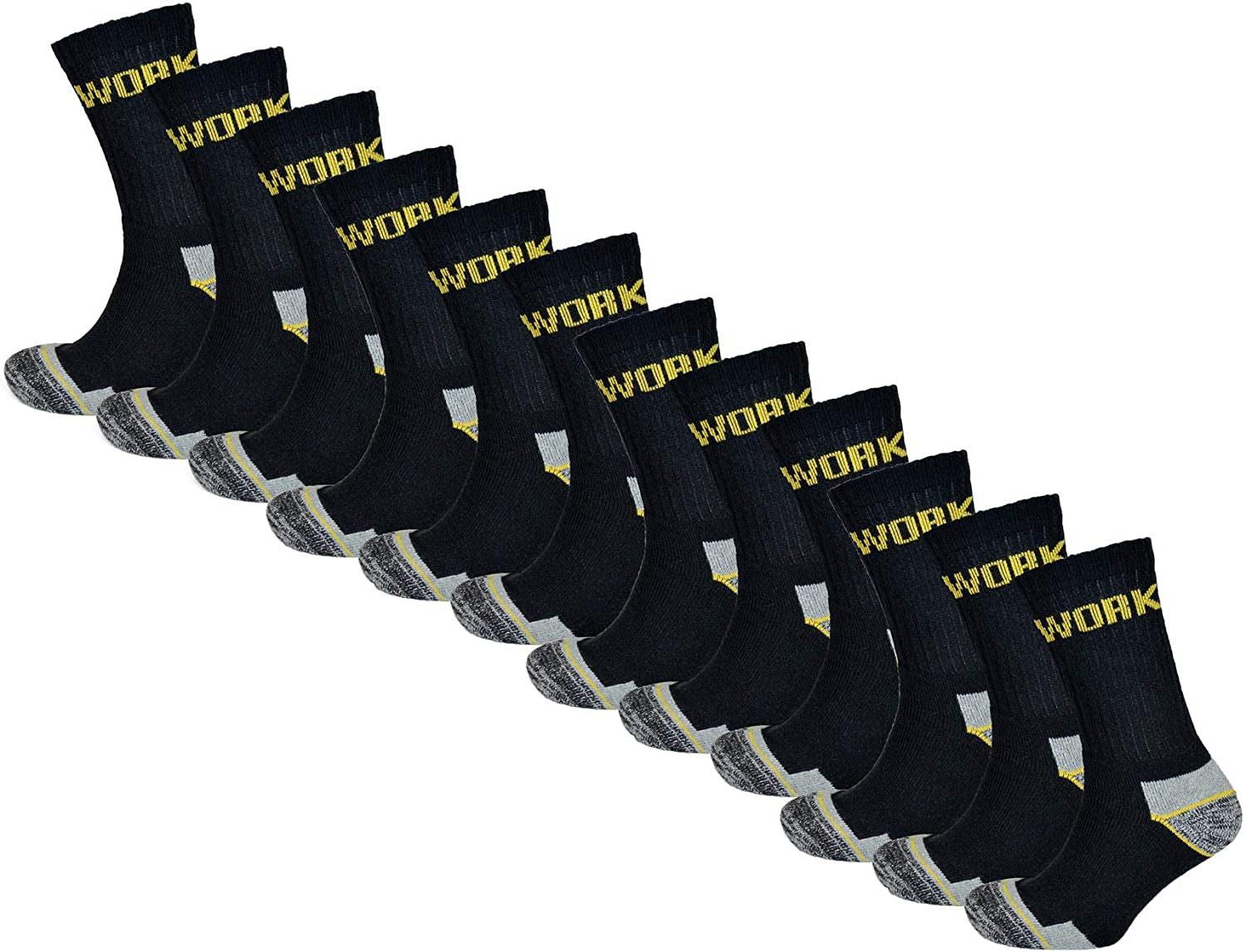 Sock Stack 12 Pairs of Men'S Boot Thermal Hike Socks anti Blister Padded Sole Work Sock UK Size 6-11