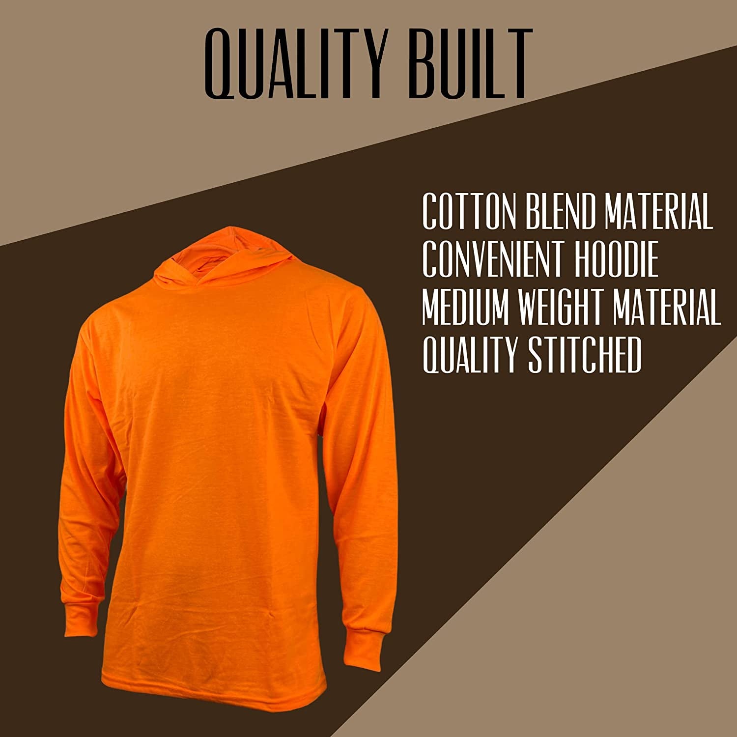 Safety Orange High Visibility Shirts for Men, Hi Vis Long Sleeve Work Shirts for Men Construction Pack