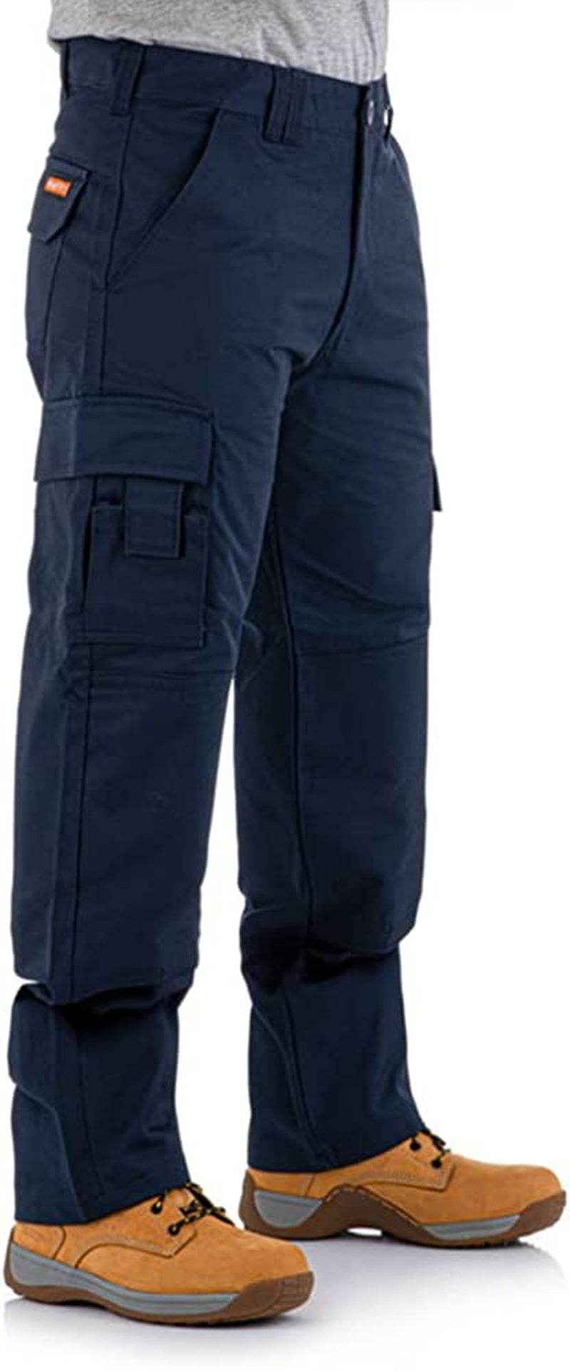 Men Falcon Work Trousers - Black & Navy - Heavy Duty Safety Combat Cargo Pants - Cargo & Knee Pads Pockets Triple Stitched - Durable Workwear