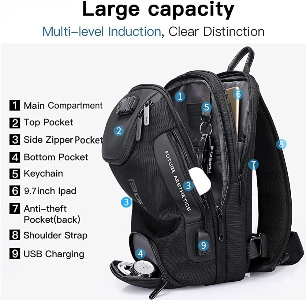 Sling Bag, Waterproof Men'S Chest Bag Shoulder Bags Crossbody Sling Backpack for Men Sling Backpacks
