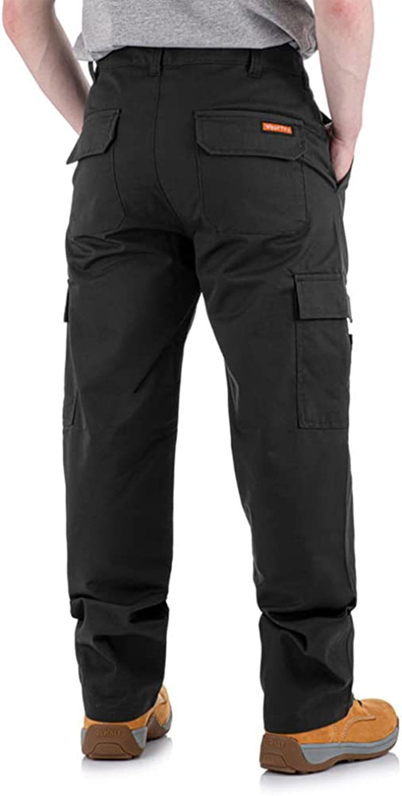 Men Falcon Work Trousers - Black & Navy - Heavy Duty Safety Combat Cargo Pants - Cargo & Knee Pads Pockets Triple Stitched - Durable Workwear