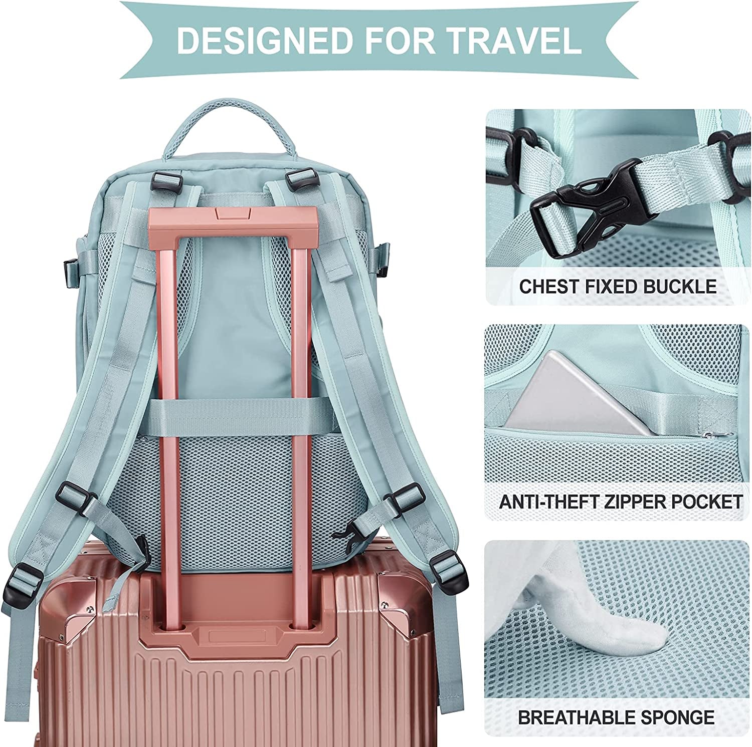 Large Travel Backpack Women, Carry on Backpack Men,Hiking Backpack Waterproof Outdoor Sports Rucksack Casual Daypack School Bag Fit 14 Inch Laptop with USB Charging Port Shoes Compartment