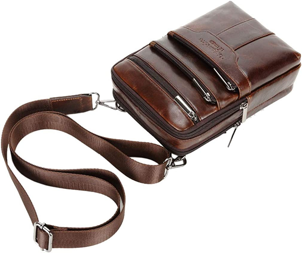 Vintage Leather Shoulder Messenger Bag for Men Travel Business Crossbody Pack Wallet Satchel Sling Chest Bags
