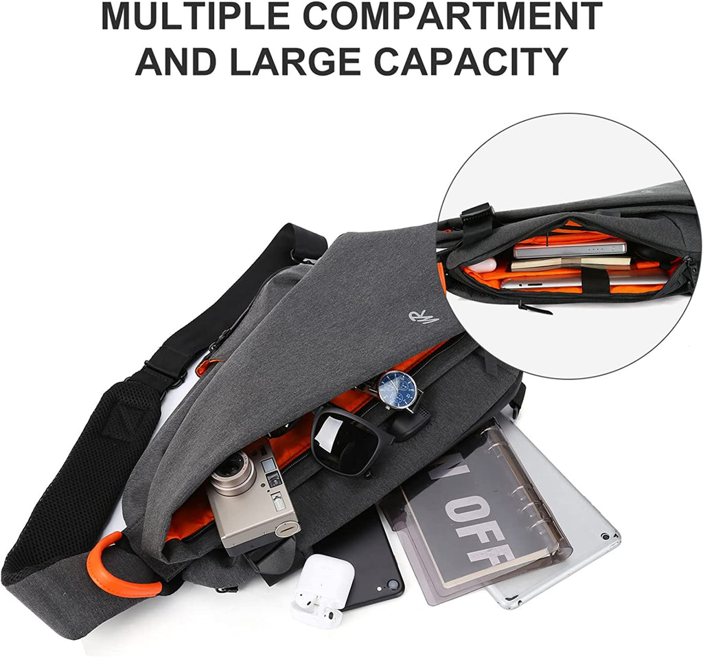 Sling Bags Crossbody Backpack for Men Women,Waterproof Sling Backpack One Strap Shoulder Chest Bag Multipurpose Daypacks with USB Charger Port for Hiking Walking Biking Travel Cycling