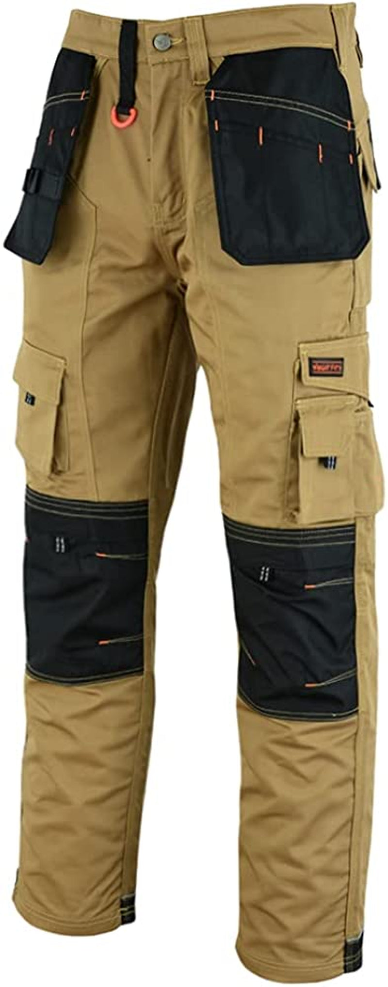 Men Holster Work Trousers Black - Heavy Duty Safety Combat Cargo Pants - Multi Pockets - Knee Pad Pockets - Triple Stitched - Durable Workwear