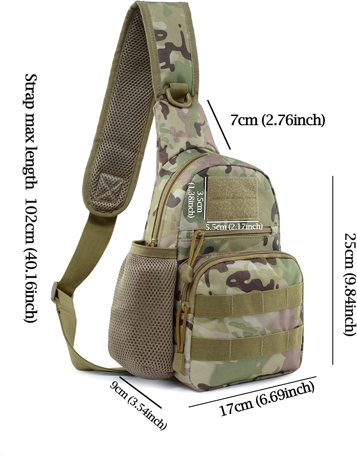 Tactical Crossbody Sling Bag - Waterproof Military Backpack One Strap Molle Chest Bag for Hiking Cycling Running Outdoor Men’S Shoulder Bag