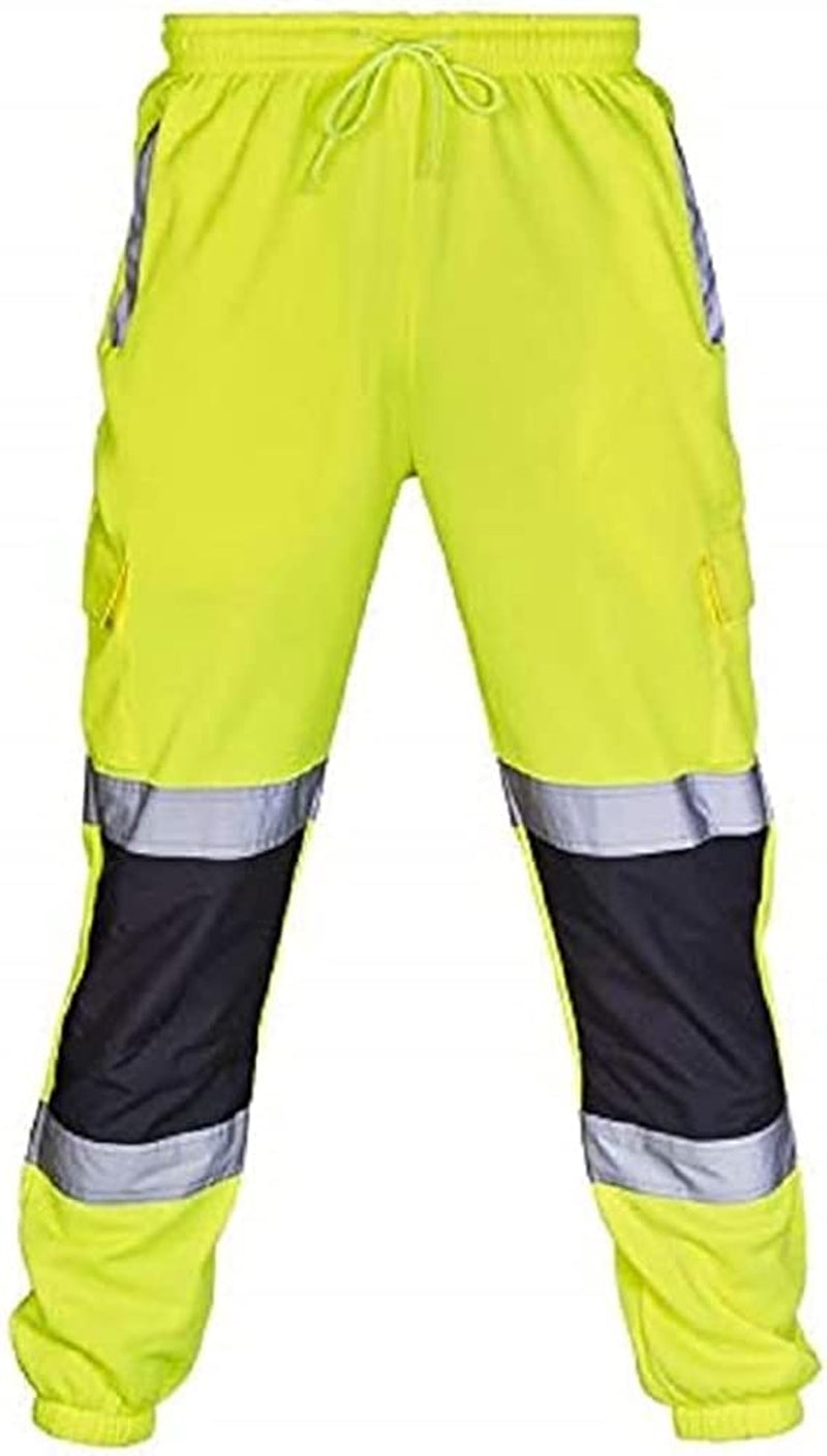 Mens Hi Vis Viz Two Tone Jogging Bottoms Combat Trousers Workwear Joggers
