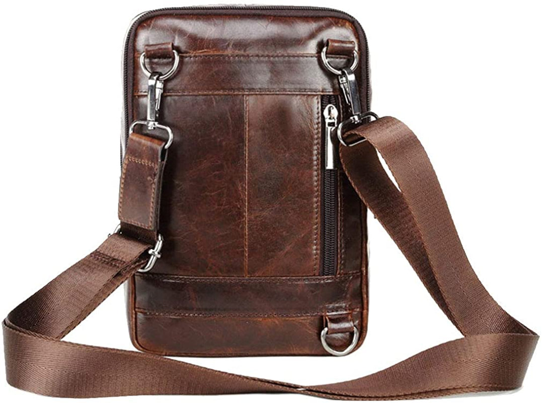 Vintage Leather Shoulder Messenger Bag for Men Travel Business Crossbody Pack Wallet Satchel Sling Chest Bags