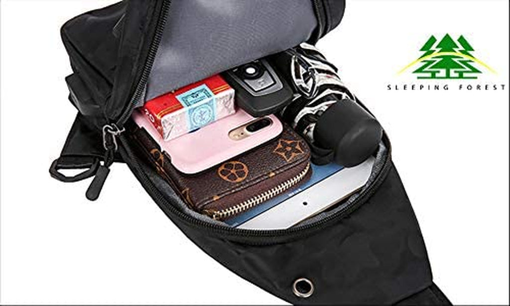 Sling Bag Usb Cross Body Bag Small Chest Bag for Women and Men
