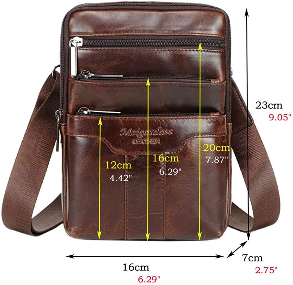 Vintage Leather Shoulder Messenger Bag for Men Travel Business Crossbody Pack Wallet Satchel Sling Chest Bags