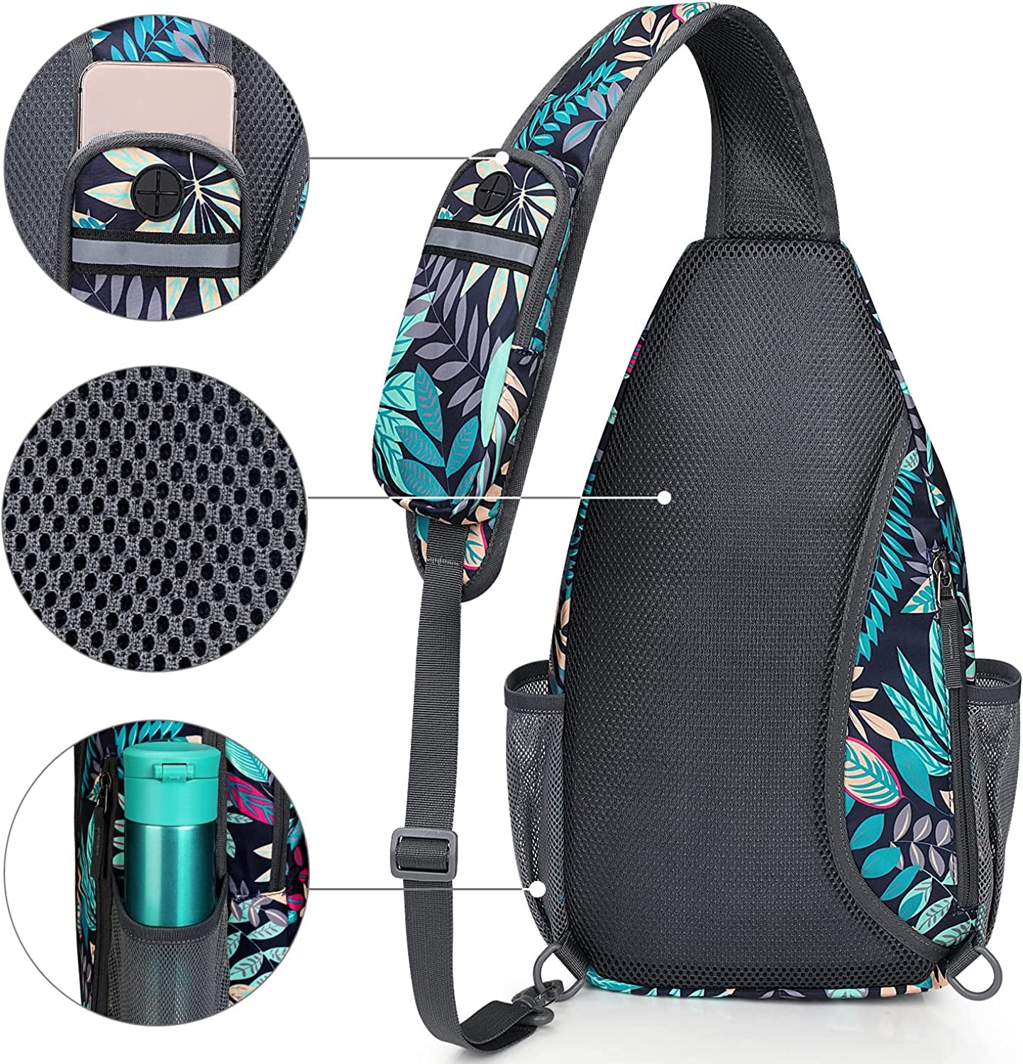 G4Free Sling Bag Backpack anti Theft Chest Shoulder Bag Crossbody Gym Daypack with Earphone Hole for Outdoor Cycling Travel Hiking Men Women
