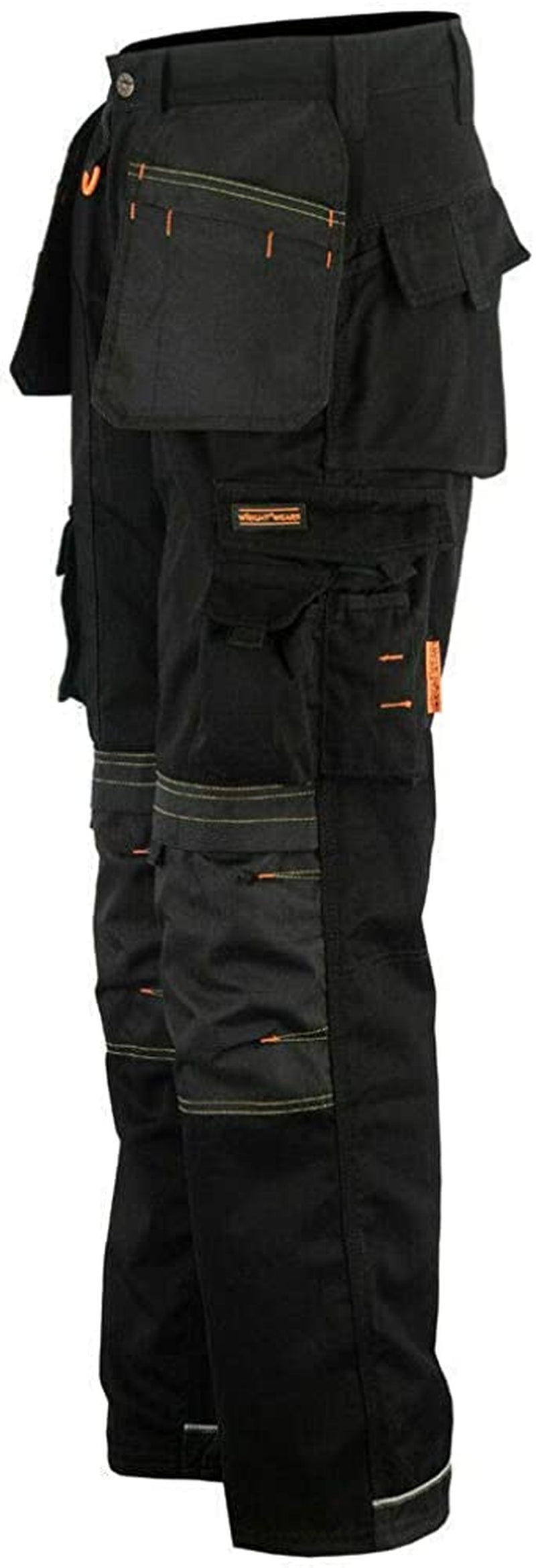 Men Holster Work Trousers Black - Heavy Duty Safety Combat Cargo Pants - Multi Pockets - Knee Pad Pockets - Triple Stitched - Durable Workwear
