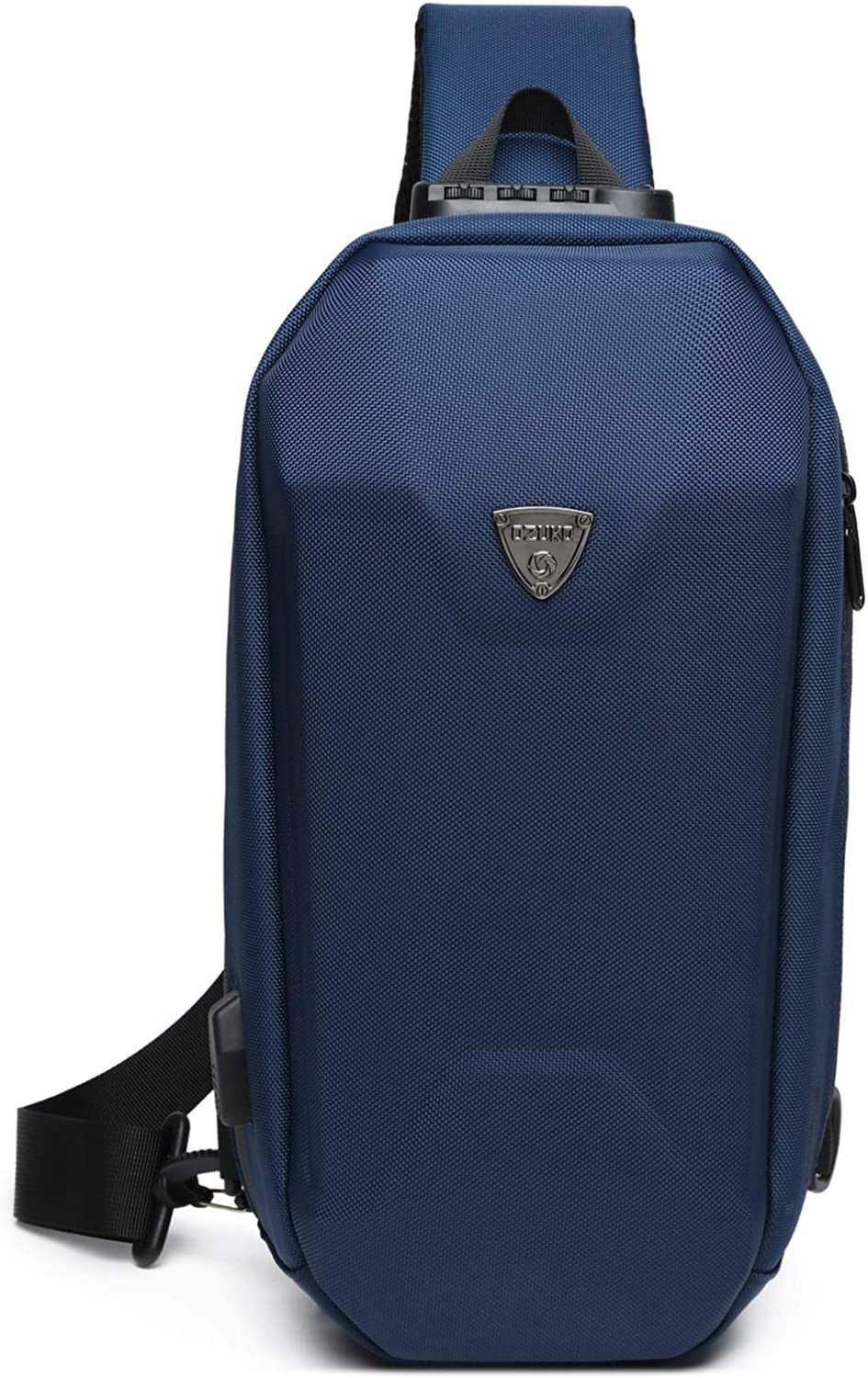Outdoor Sling Chest Bag Anti-Theft Shoulder Crossbody Backpack Men Teens Casual Daypacks with USB Charging Port for Travel Work Hiking Running Indoor Activities Waterproof Polyester Dark Blue