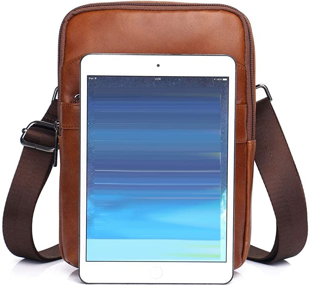 Vintage Leather Shoulder Messenger Bag for Men Travel Business Crossbody Pack Wallet Satchel Sling Chest Bags